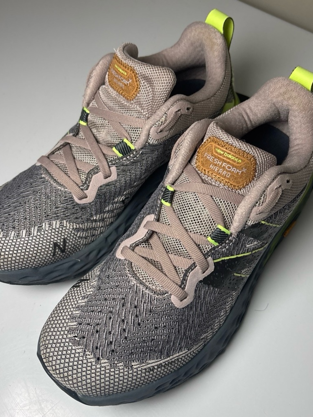 New Balance Men's Gray and Neon Yellow Running Shoes